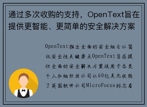 通过多次收购的支持，OpenText旨在提供更智能、更简单的安全解决方案 媒体